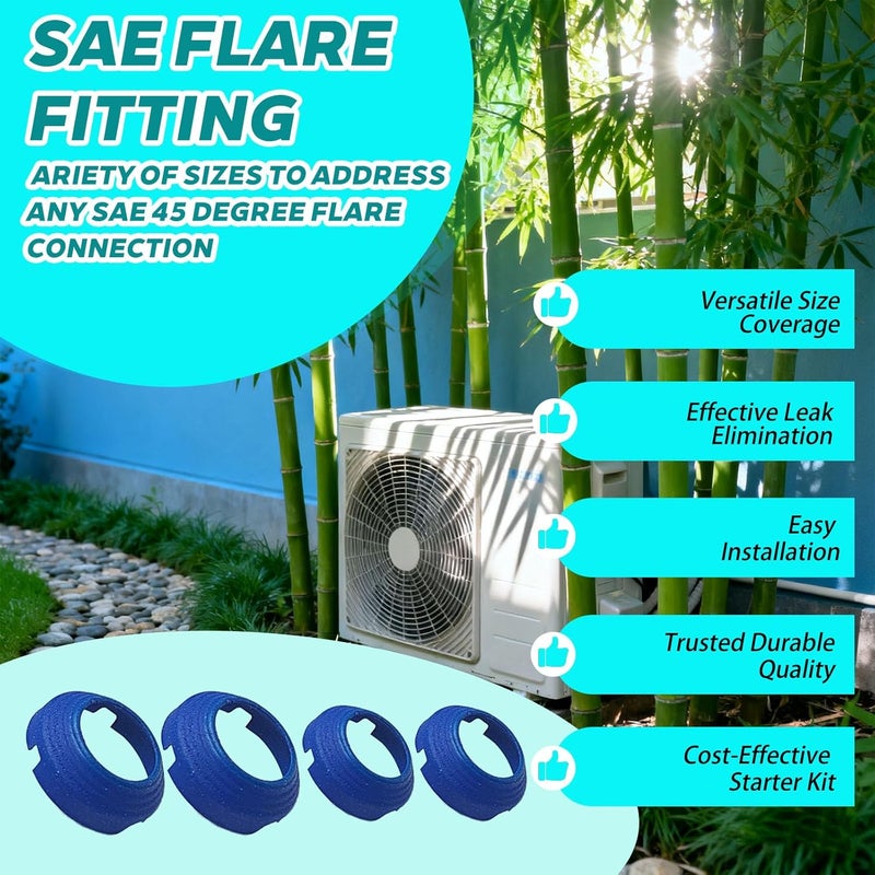 ZGTools 2 x 1/4" & 2 x 3/8" Leak-Free SAE Flare Fitting, HVAC Leak Free SAE Flare Connections Eliminates Refrigerant Leaks, Stop Leak Seal kit For Schrader Valve, Refrigeration, HVAC & Mini Split Kit - Image 4
